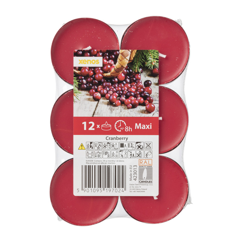 Geurtheelichten - cranberry - set van 12