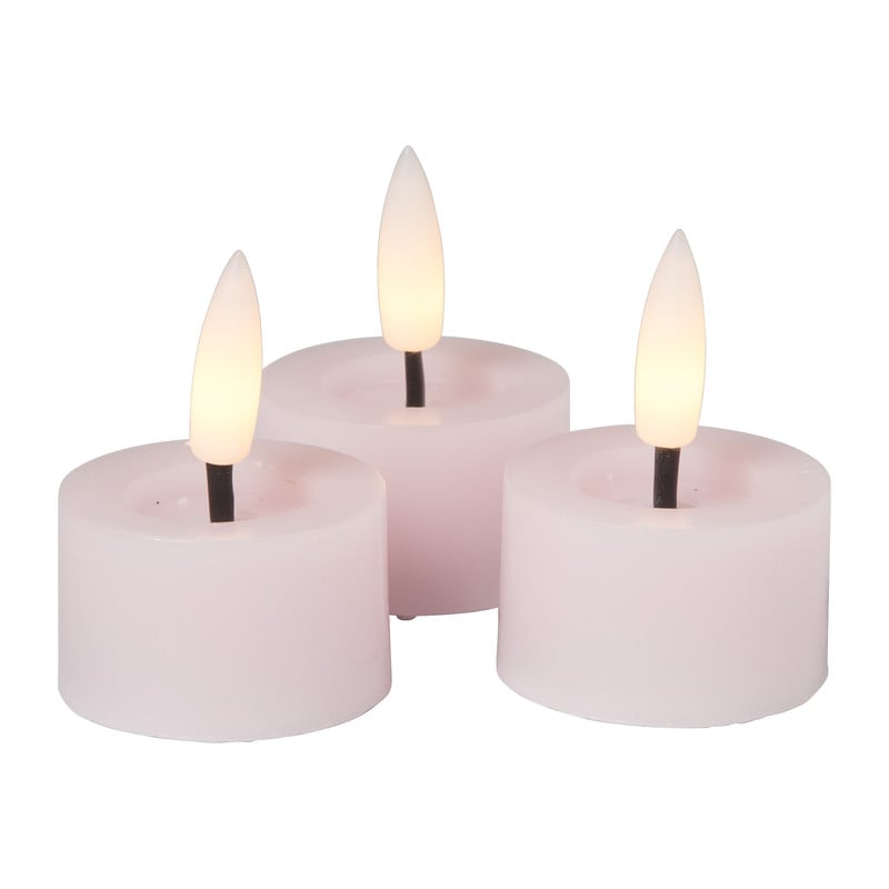 LED waxinelichten - roze - set van 3