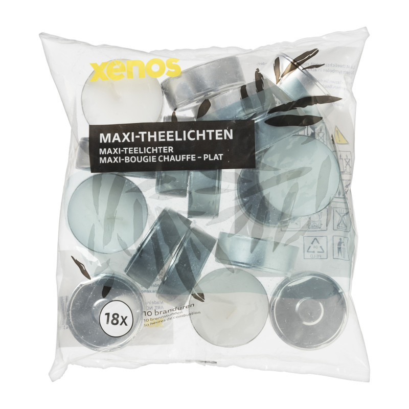 Muf meer Geleerde Maxi-theelichten - 10 branduren - 18 stuks | Xenos