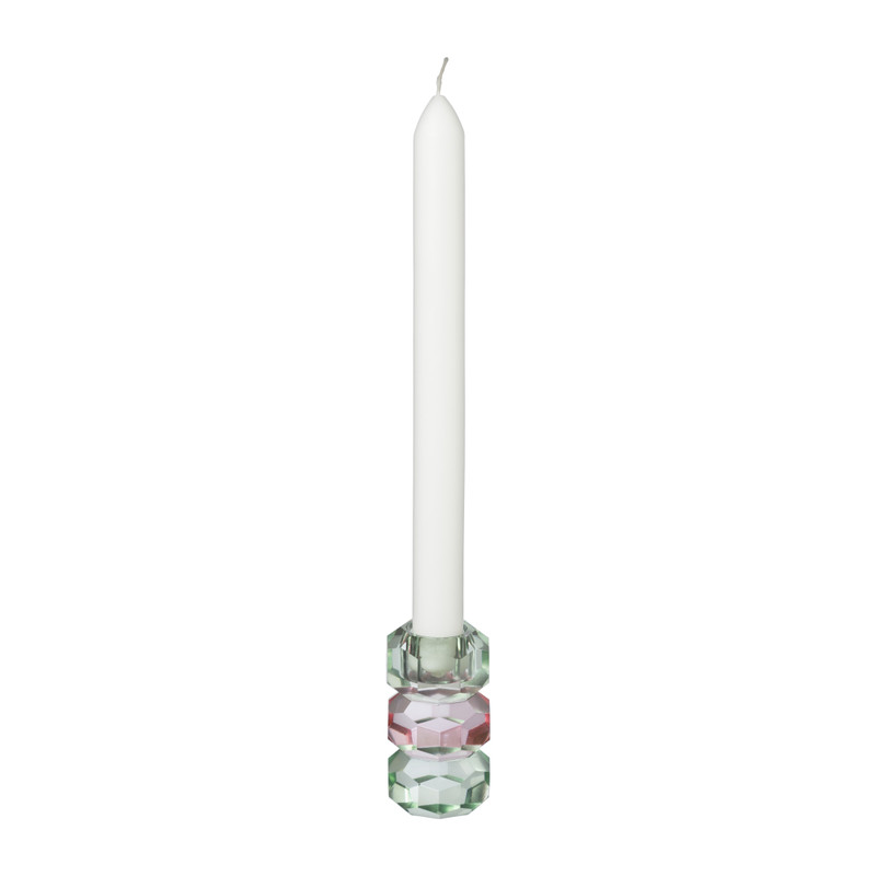 Dinerkaarshouder kristal 3-laags - groen/roze - 4x4x7 cm