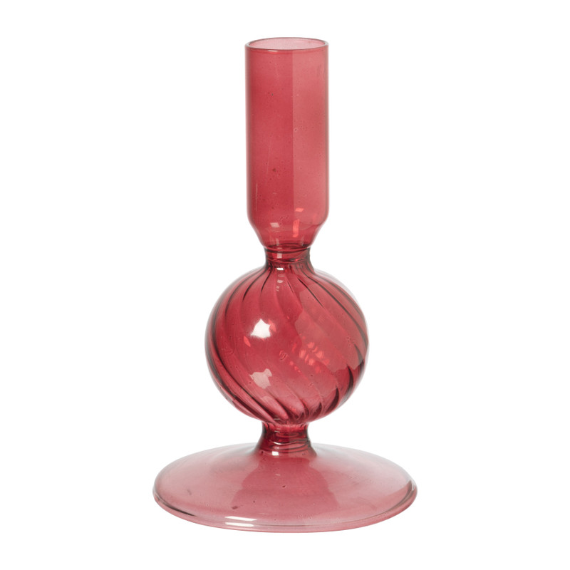 Xenos Kandelaar glas bol - rood - ø8x13.5 cm