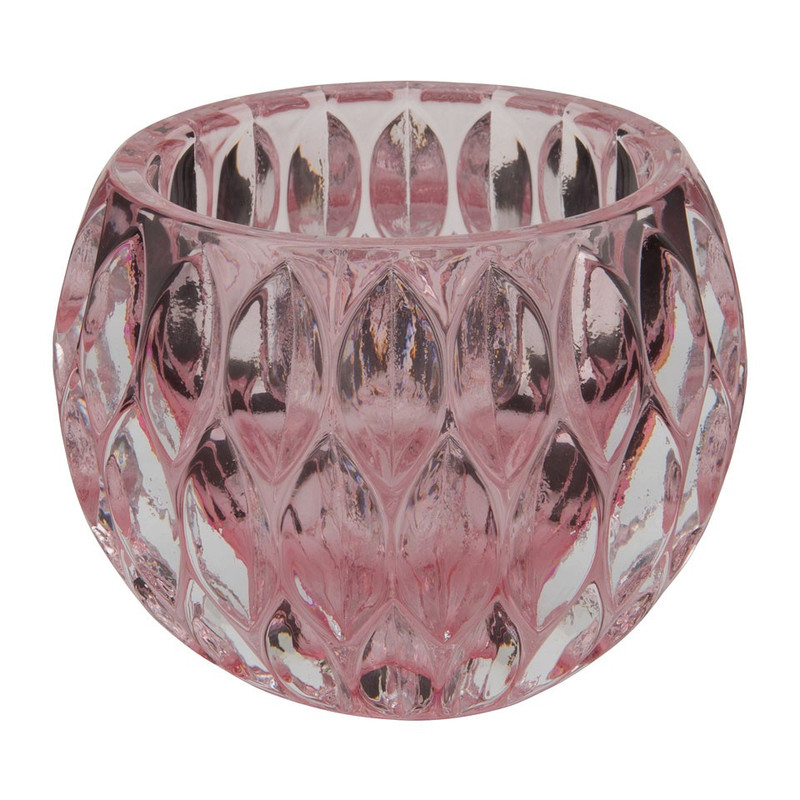 Glimp Miniatuur scheerapparaat Theelichthouder glas - roze - 8x6 cm | Xenos