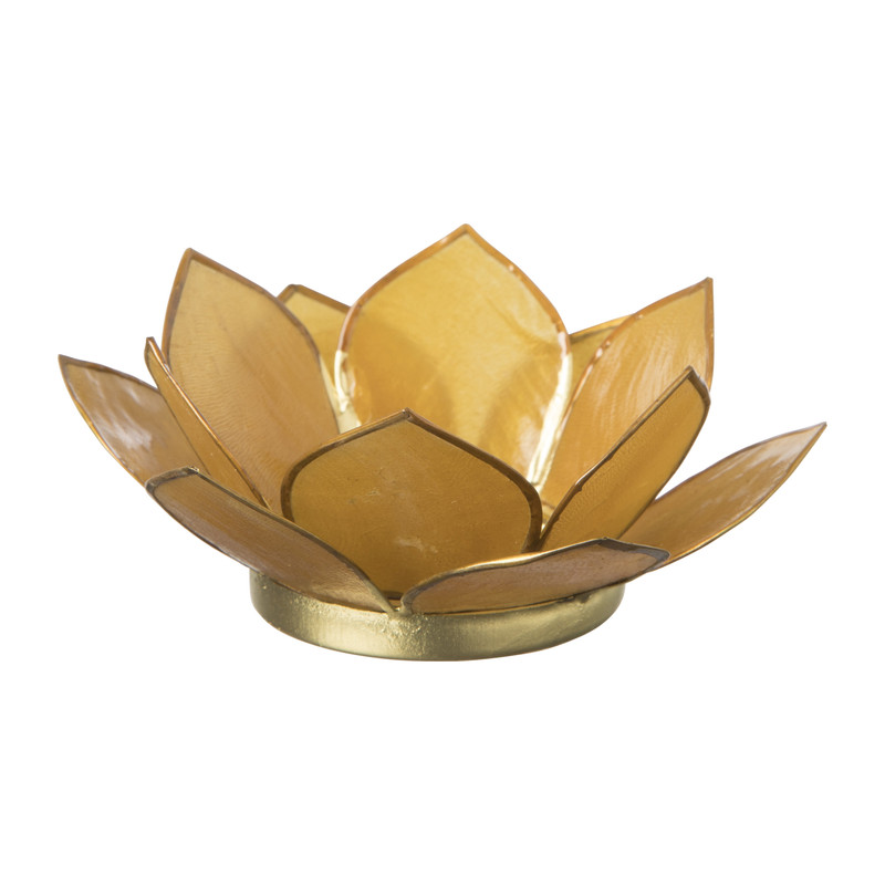 Theelichthouder lotus okergeel - ⌀10x4 cm | Xenos