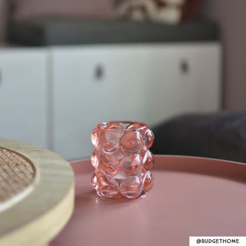 Theelichthouder bubbels - roze - ø8.5x9 cm 