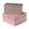 Decoratie box boho - rood/zwart- 18x10x9 cm