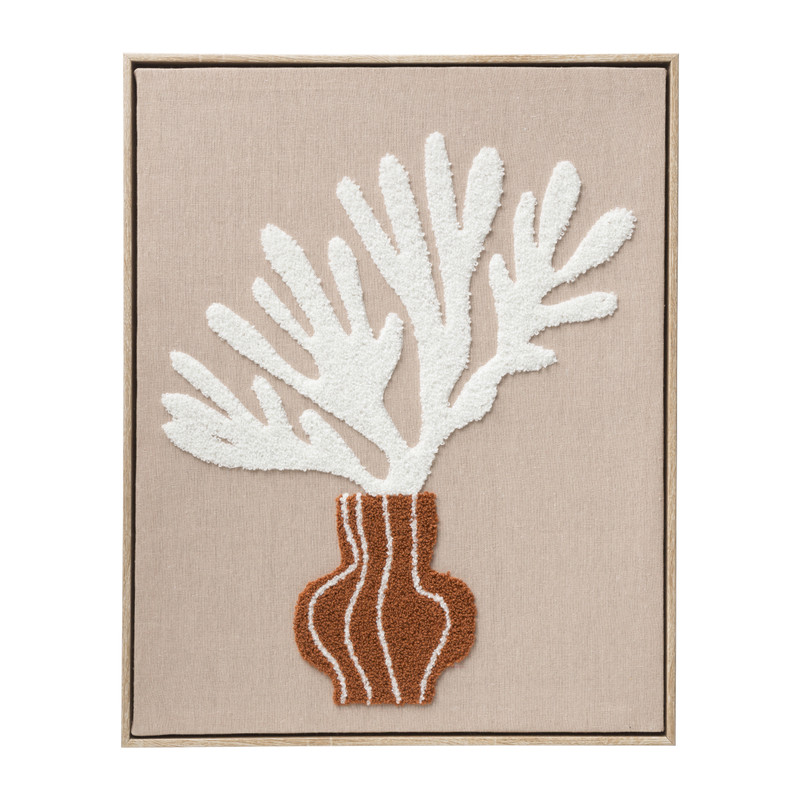 Schilderij vaas - koraal/bruin - 50x40x3.5 cm