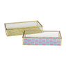 Tray goud met blokjes klein - goud/roze/blauw