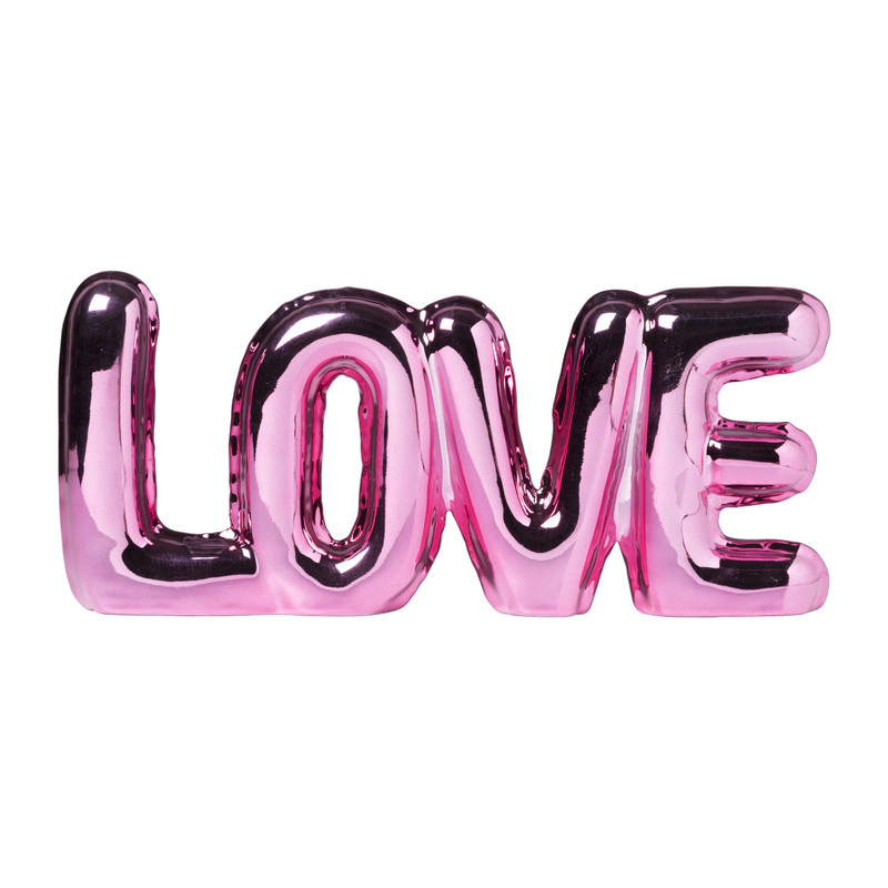 Love ballon ornament - roze metallic -10.5x24x2.5 cm