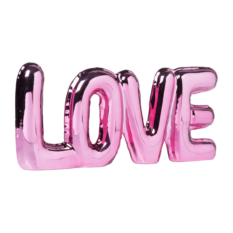 Love ballon ornament - roze metallic -10.5x24x2.5 cm