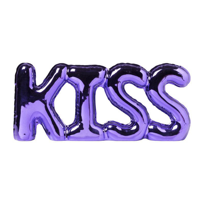Kiss ornament - paars metallic - 10.5x24x2.5 cm