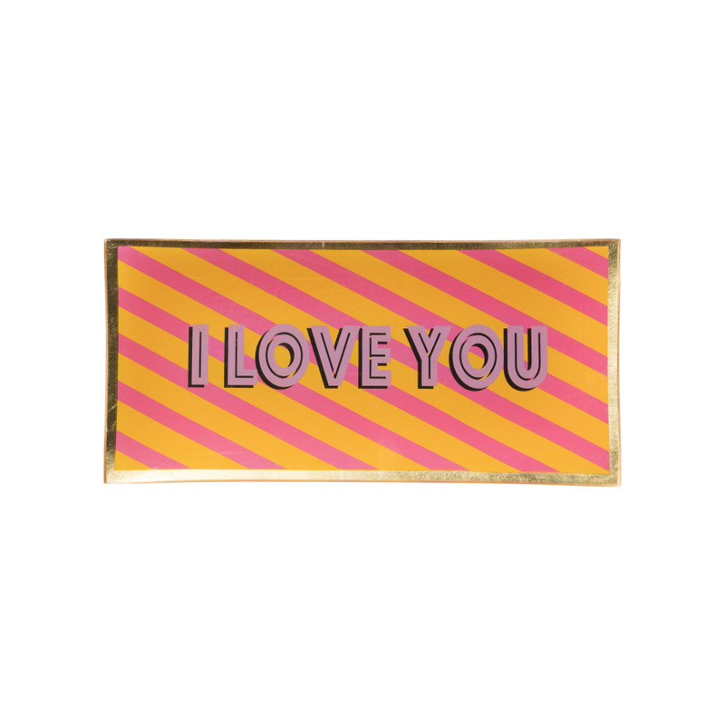 Deco schaaltje I love you - oranje/roze/paars - 1x21.5x10.2 cm