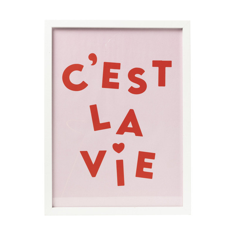 Poster met lijst c&apos;est la vie - roze/rood - 40x30 cm