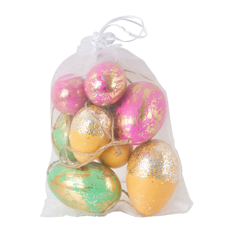 Decoratie eieren - glitter en goud - set van 9 |