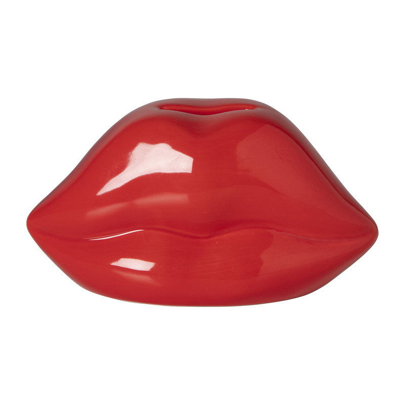 Spaarpot lippen - rood - 8.5x15.8x8 cm