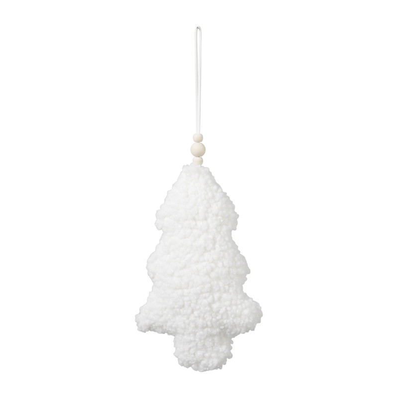 Kersthanger teddy kerstboom - wit - 15x2,5x26,5 cm