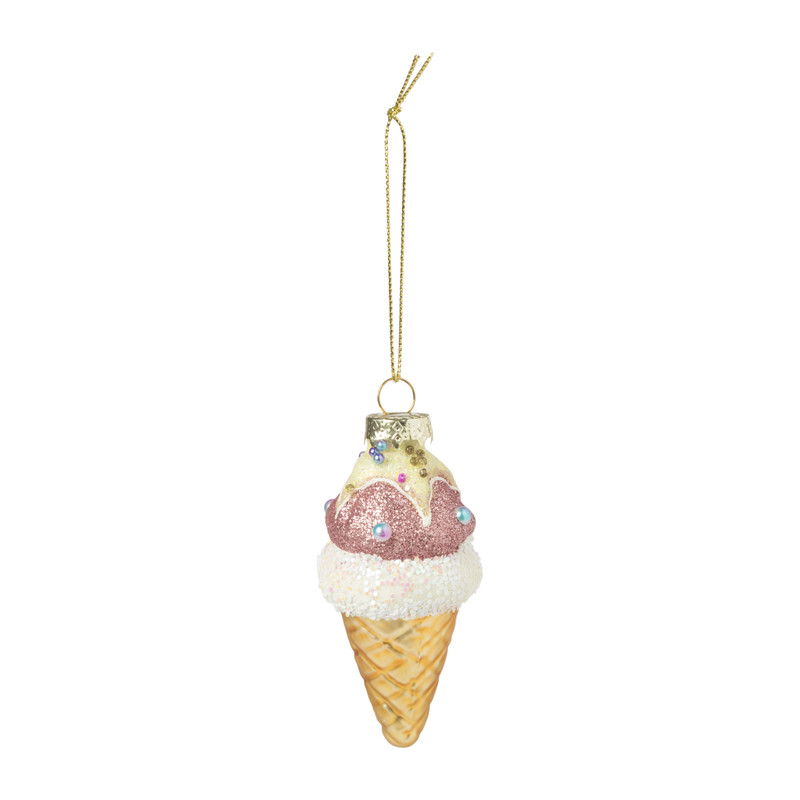 Kersthanger ijsje - diverse varianten - ø4.5x9.5 cm