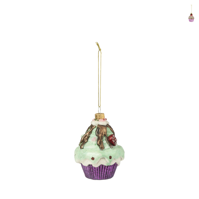 Kersthanger cupcake - diverse varianten - ø7x10 cm