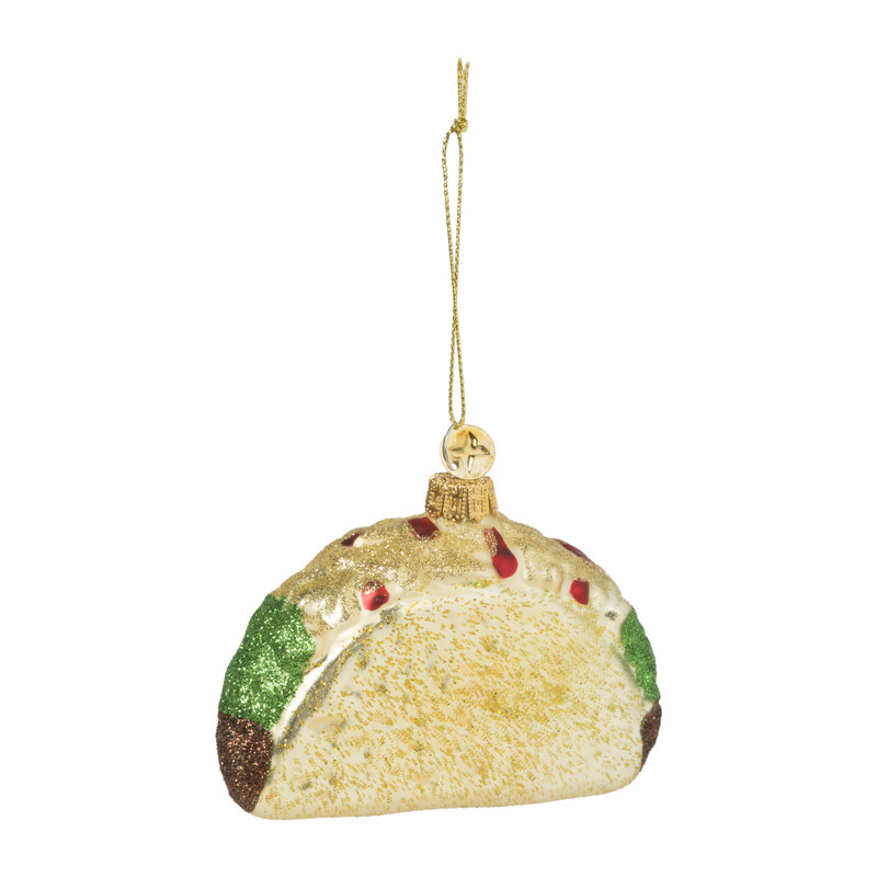 Kersthanger taco - goudkleurig -7.3x10.2x4 cm