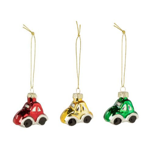 Kerst ornament mini auto - set van 3 - 5 cm