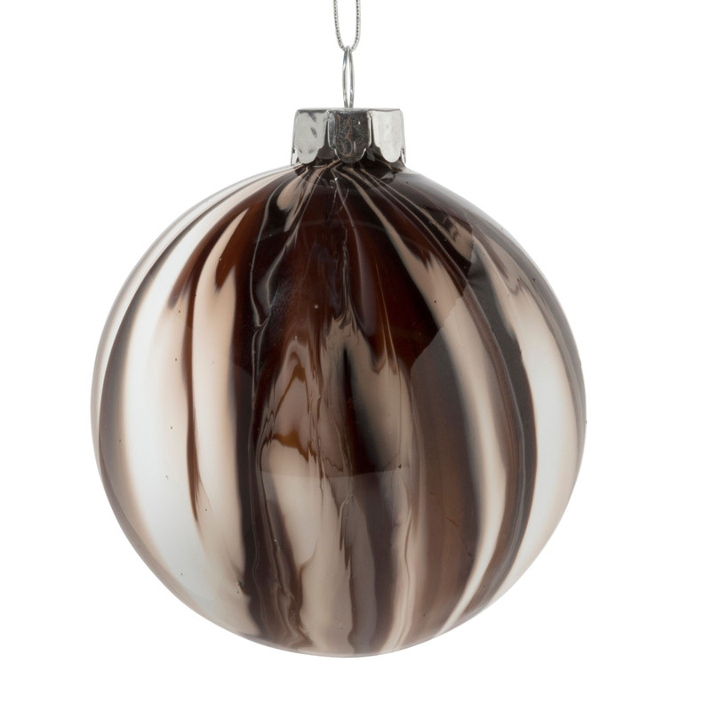 Kerstbal marble - bruin - ø8 cm