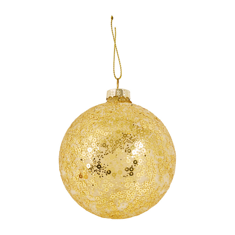 Kerstbal glitter - goud - Ø8 cm