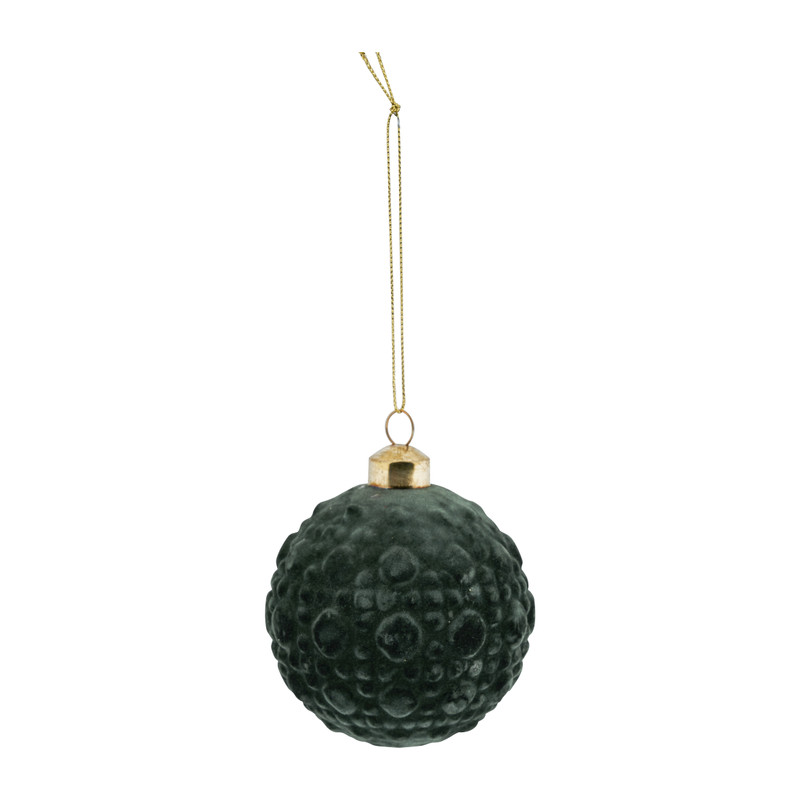 Kerstbal velvet groen bobbels