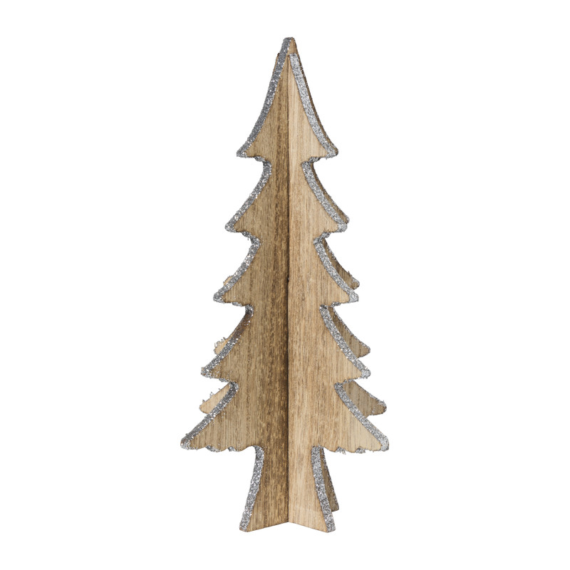 Houten kerstboom - bruin - 9,8x18x0,5 cm