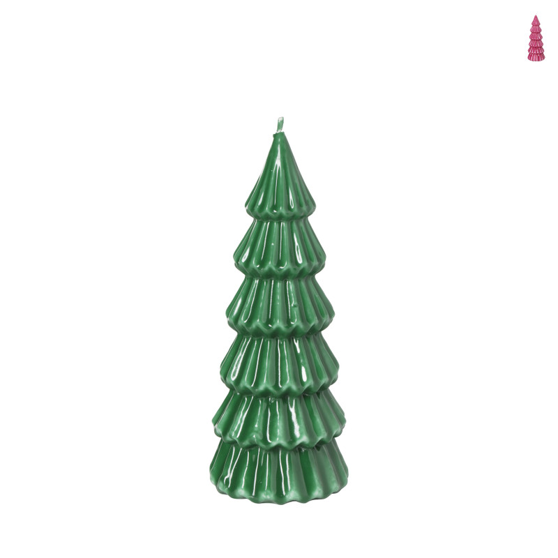 Kaars glossy kerstboom L - diverse varianten - ø9.5x23.5 cm