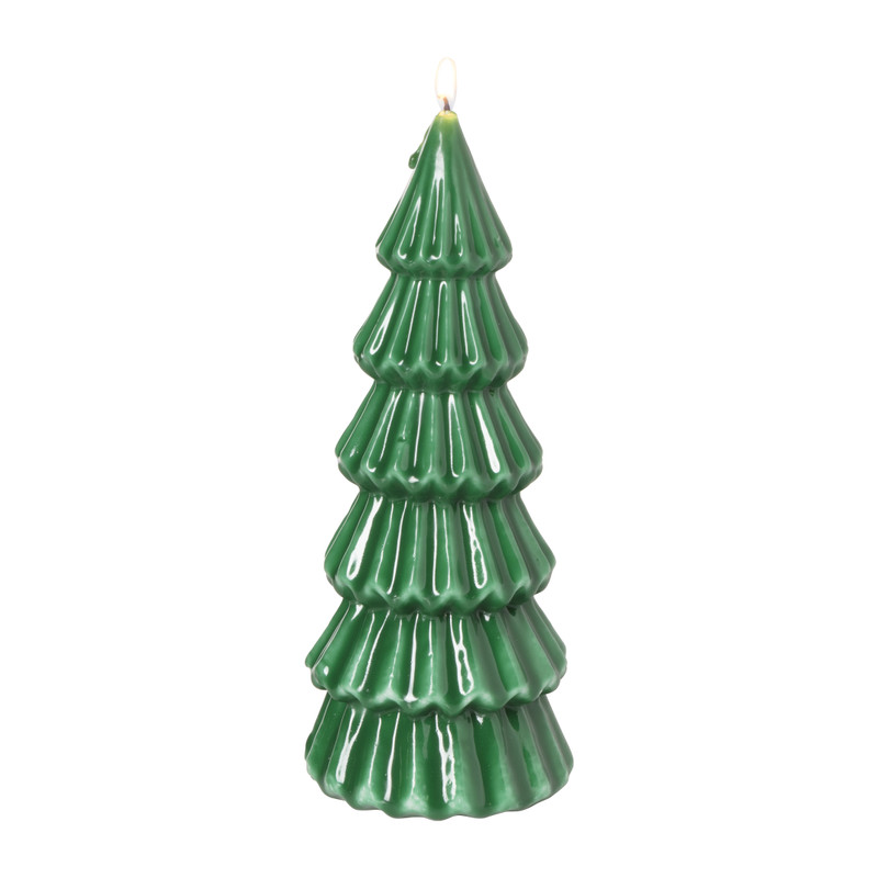 Kaars glossy kerstboom L - diverse varianten - ø9.5x23.5 cm