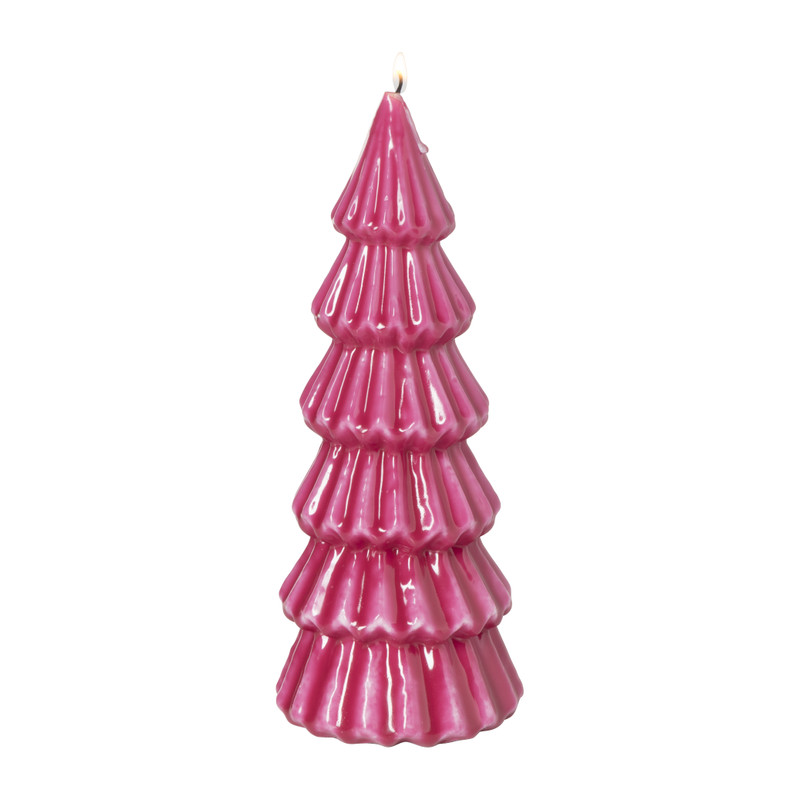 Kaars glossy kerstboom L - diverse varianten - ø9.5x23.5 cm