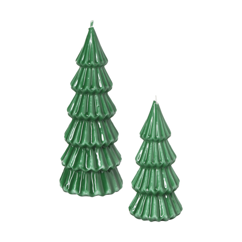 Kaars glossy kerstboom L - diverse varianten - ø9.5x23.5 cm