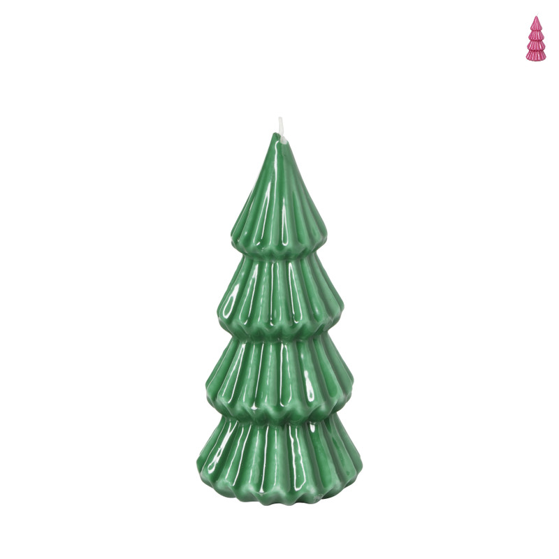 Kaars glossy kerstboom S - diverse varianten - ø8x17 cm