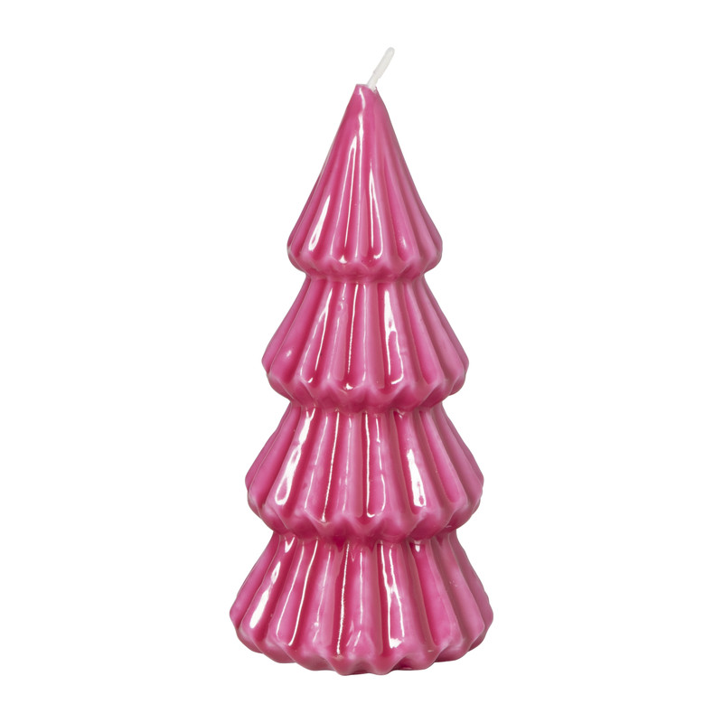 Kaars glossy kerstboom S - diverse varianten - ø8x17 cm