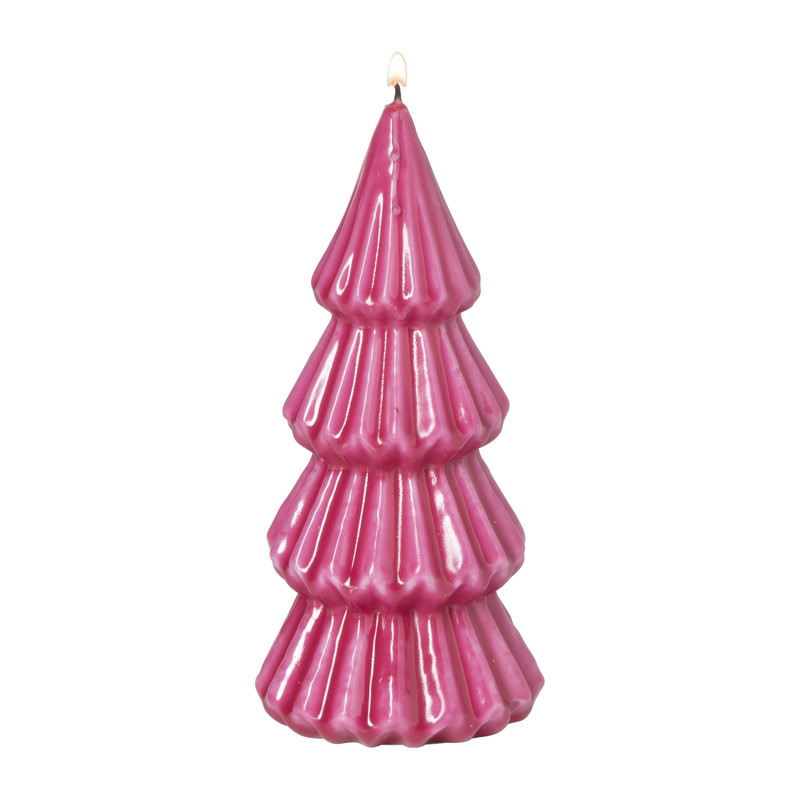 Kaars glossy kerstboom S - diverse varianten - ø8x17 cm