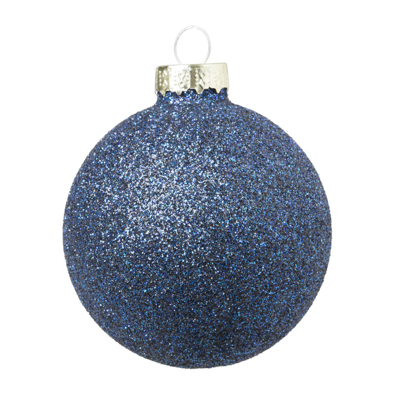 Kerstbal box - blauw - set van 8