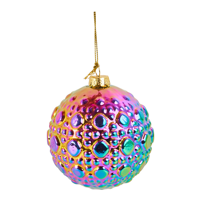 Kerstbal iridescent relief - ⌀8 cm