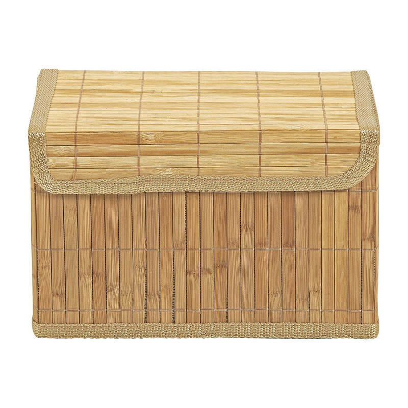 Image of Opbergmand met deksel - bamboe - 18x29x18 cm