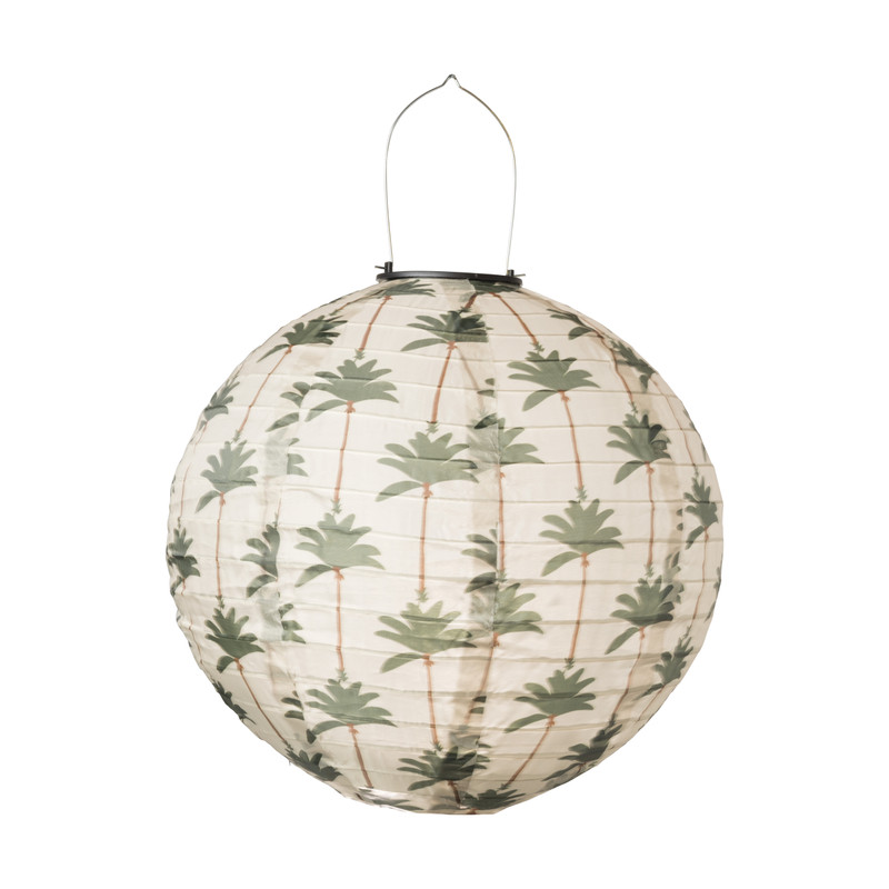 Solar lampion print palmboom - beige - ø30x28 cm