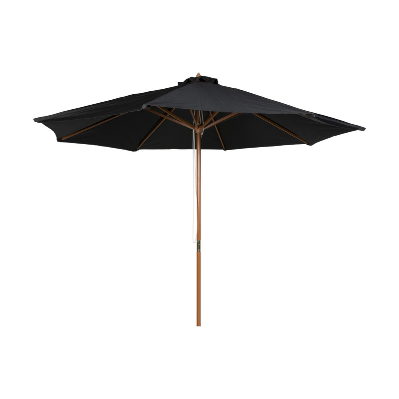 Krijger deze Voorkeur Parasol met houten stok - zwart - ⌀300x250 cm | Xenos