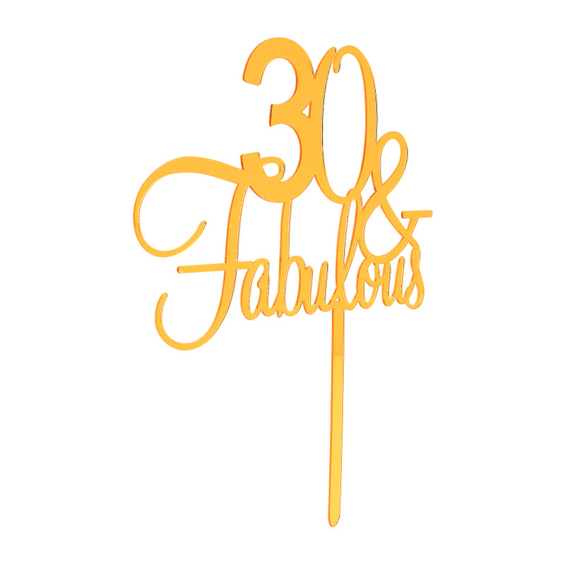 Tasty Me cake topper - 30 & fabulous - goud