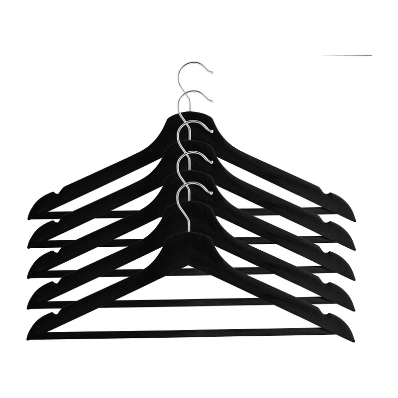 Voor u Scherm aankleden Houten kledinghanger - mat zwart - set van 5 | Xenos