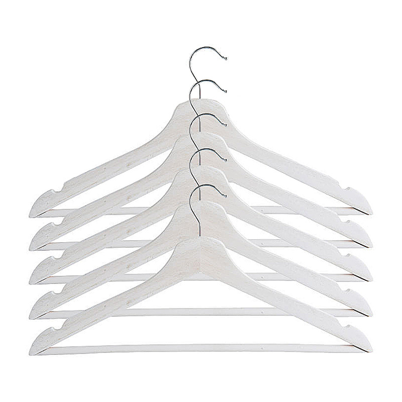 Gezichtsvermogen Bloeien echtgenoot Houten kledinghangers - wit - set van 5 | Xenos