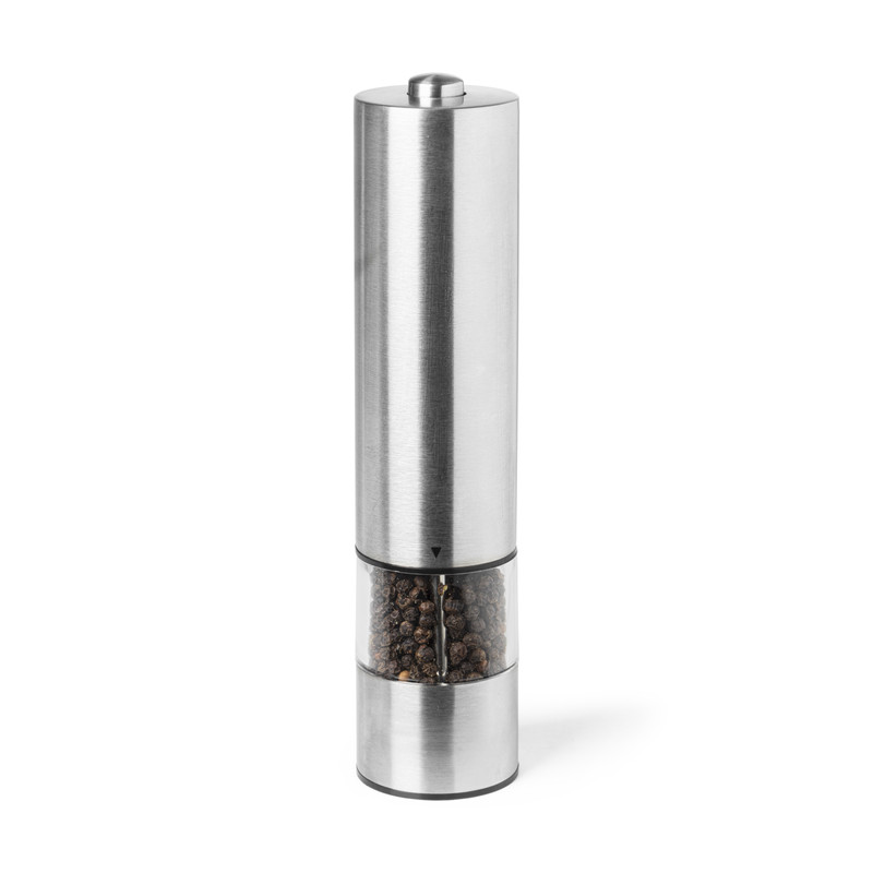 Xenos Elektrische peper/zout molen - zilverkleurig - ø5.3x22.5 cm