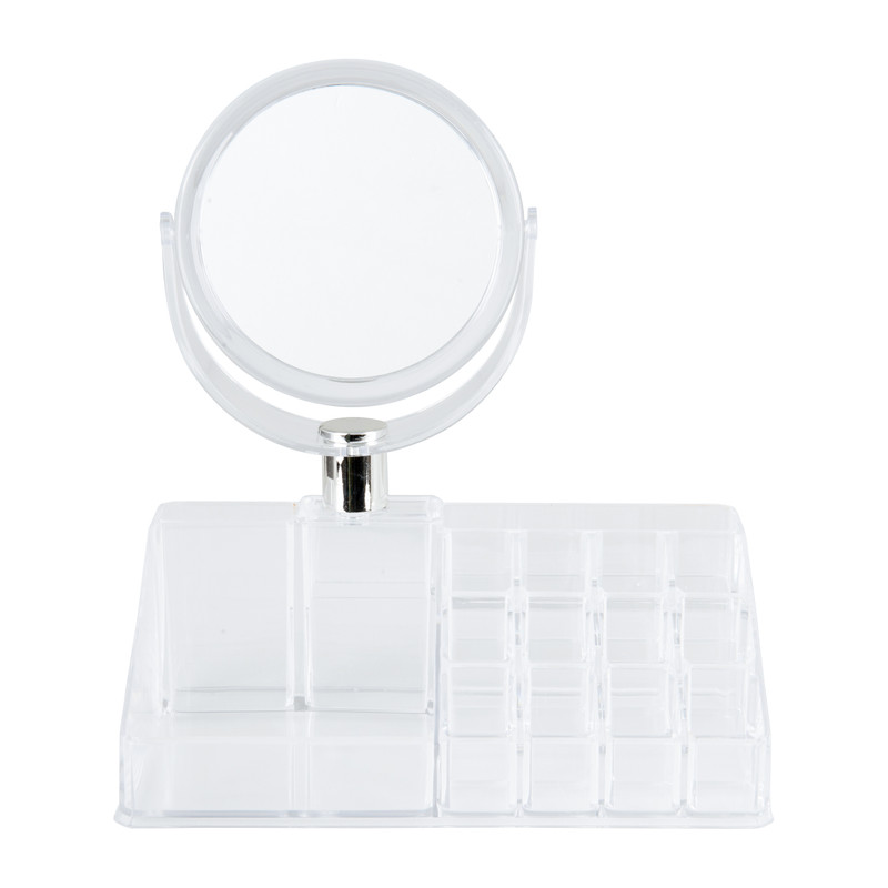 Mijlpaal Makkelijk in de omgang vaak Make-up organizer met spiegel - transparant - 22x8x12 cm | Xenos