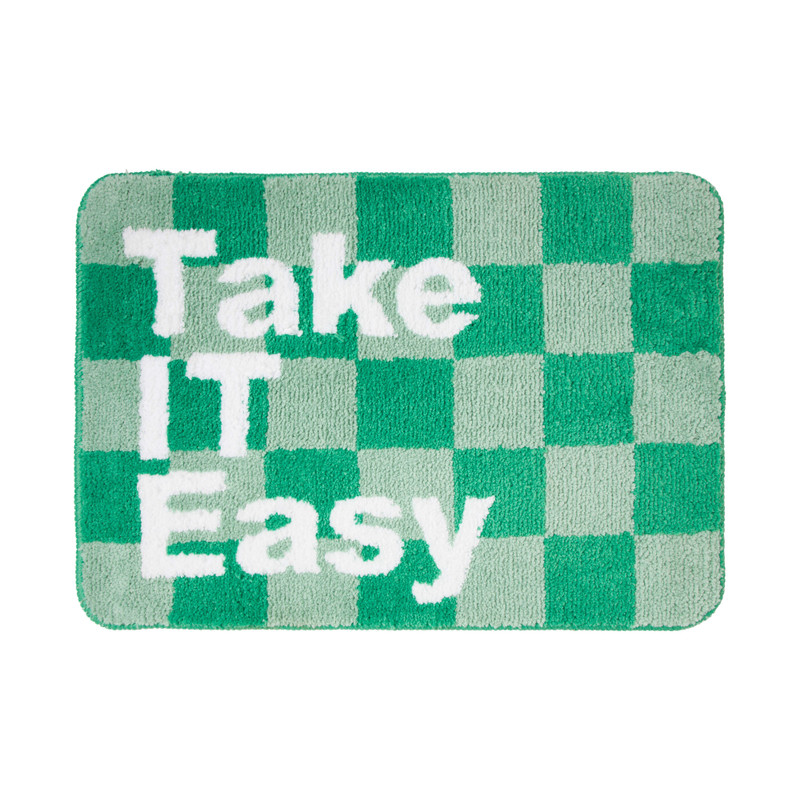 Xenos Badmat Take it Easy - groen/wit - 50x70 cm