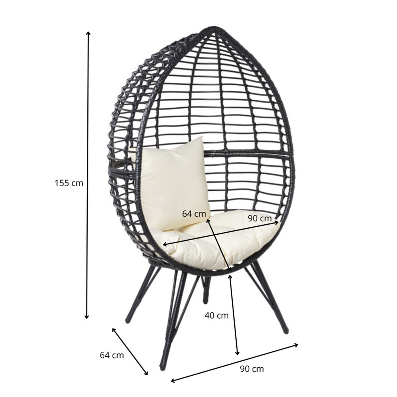 Intrekking Gronden Veilig Egg chair zwart - 90x64x155 cm | Xenos