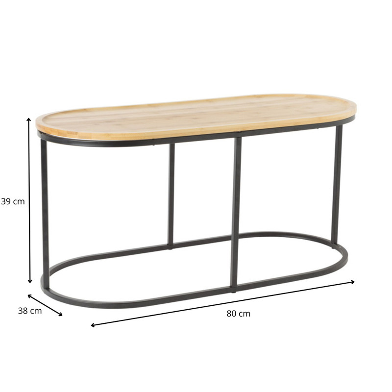 Bijzettafel Bamboe - MDF/metaal - 39x80x38 cm