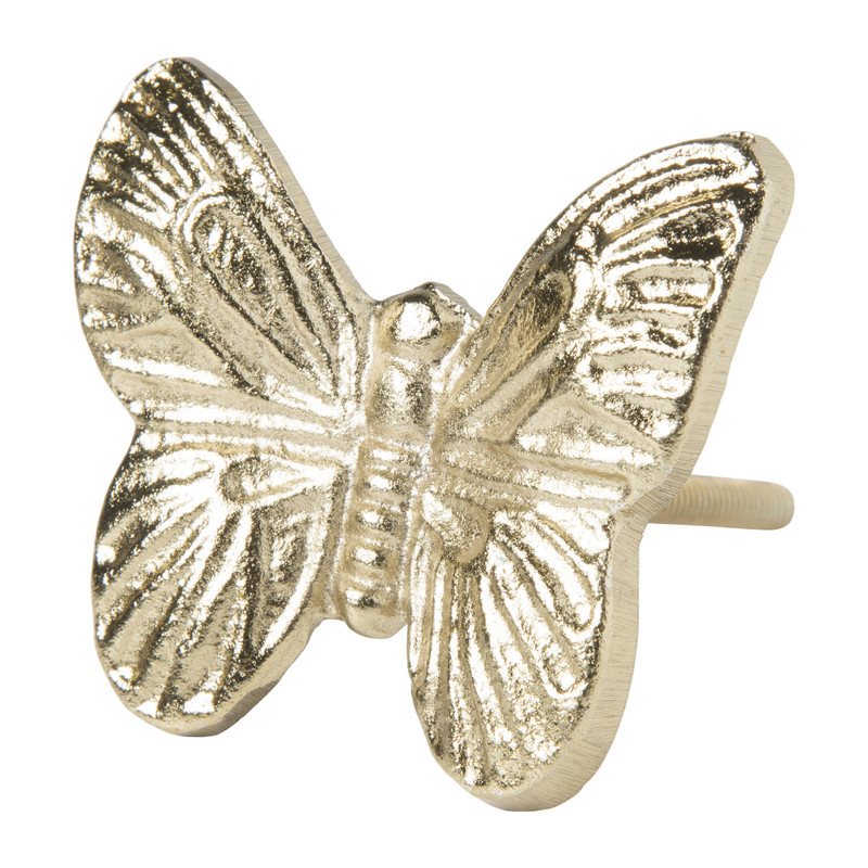 Oneindigheid ergens De onze Deurknop vlinder - goud - 5x5 cm | Xenos