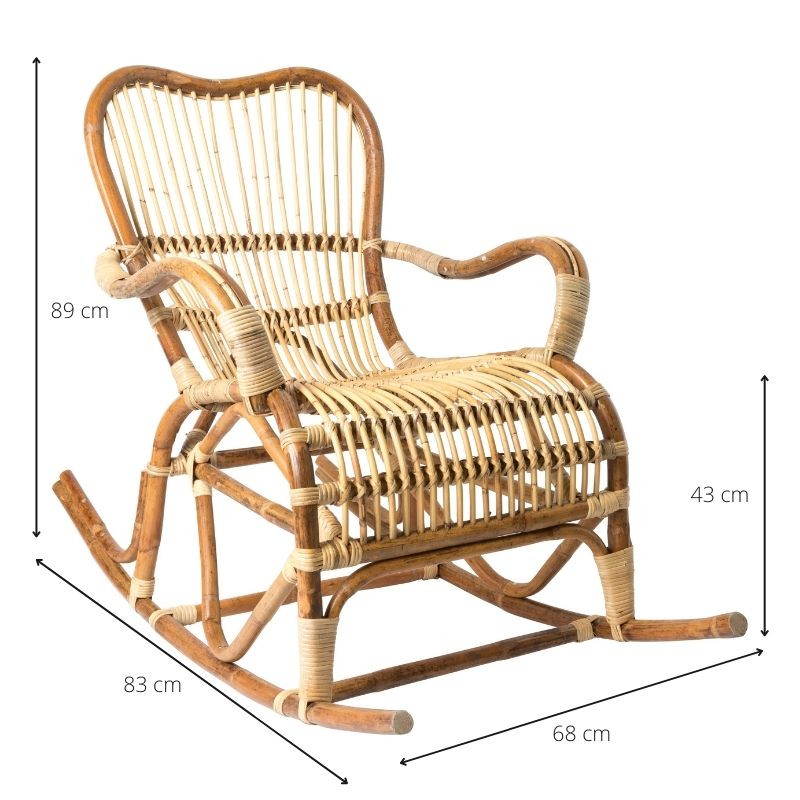 pak specificeren Metalen lijn Rotan schommelstoel Bandung - 68x83x89 cm | Xenos