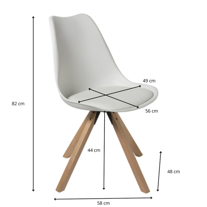 Eetkamerstoel Olympic - wit/naturel - 82x58x48 cm